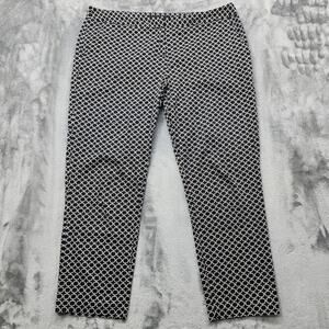Amanda + Chelsea Pants Womens 14 Black White Chain-Link Print Ankle